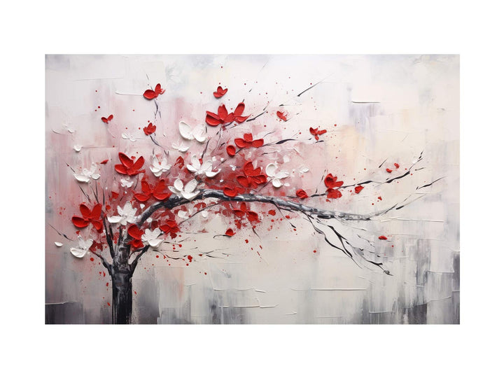 Red White Tree Abstract