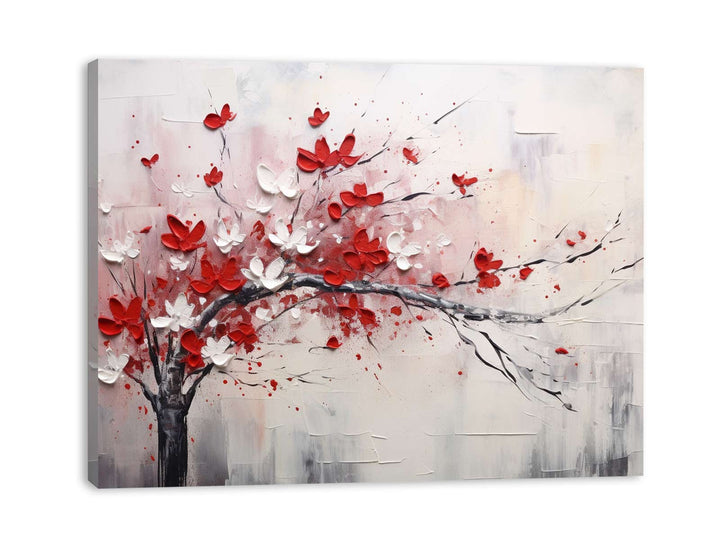 Red White Tree Abstract Painting