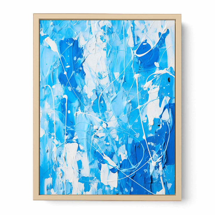Blue White  Color Drip  Streched canvas