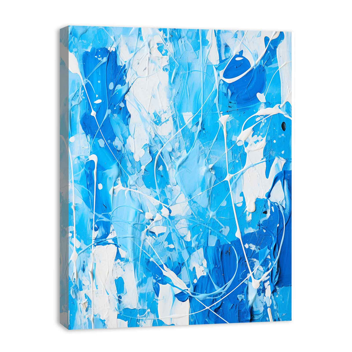 Blue White  Color Drip Painting