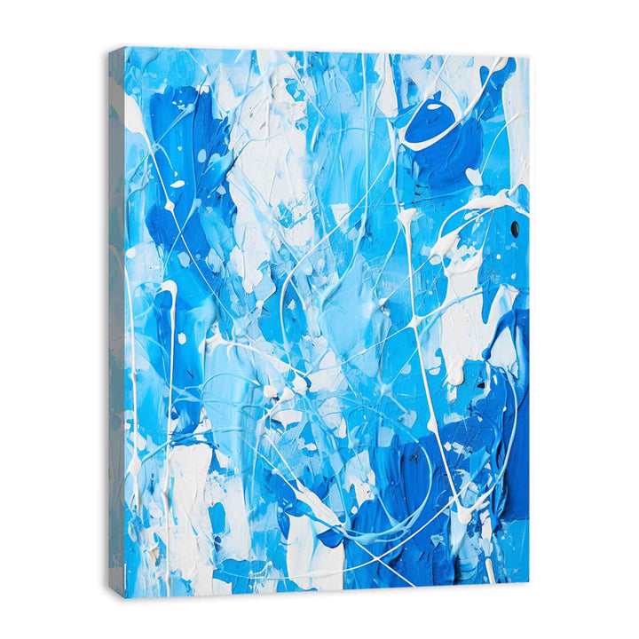 Blue White  Color Drip Painting