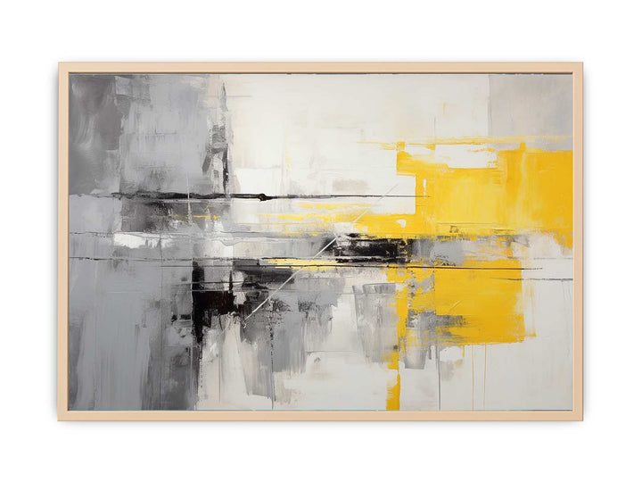 Grey Yellow  Abstract  Streched canvas
