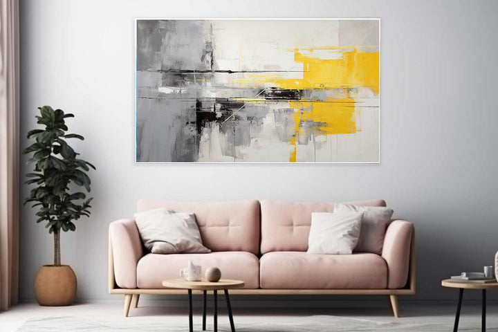 Grey Yellow  Abstract Painting