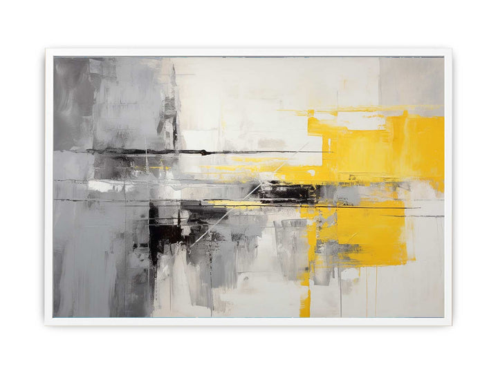 Grey Yellow  Abstract Framed Print