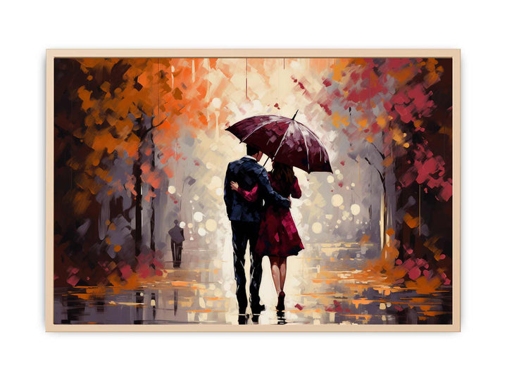 Couple Umbrella Art Painting  Poster