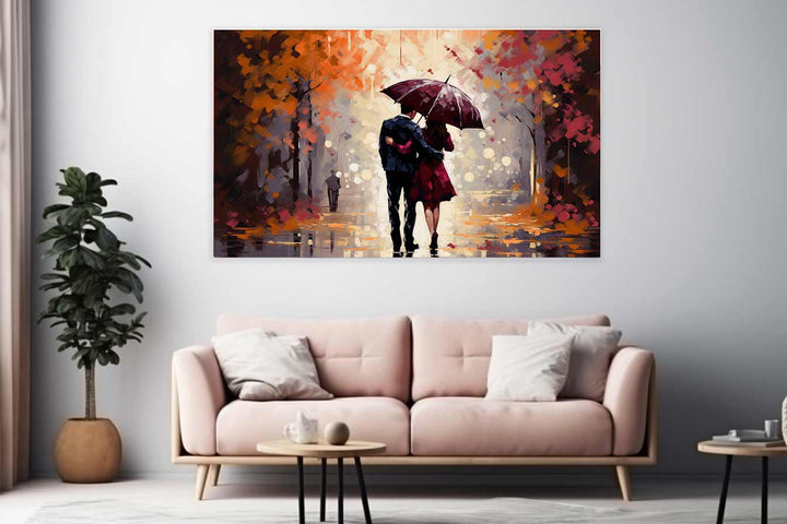 Couple Under Umbrella Painting