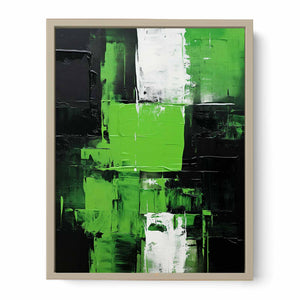 Black Green Abstract  Art Print