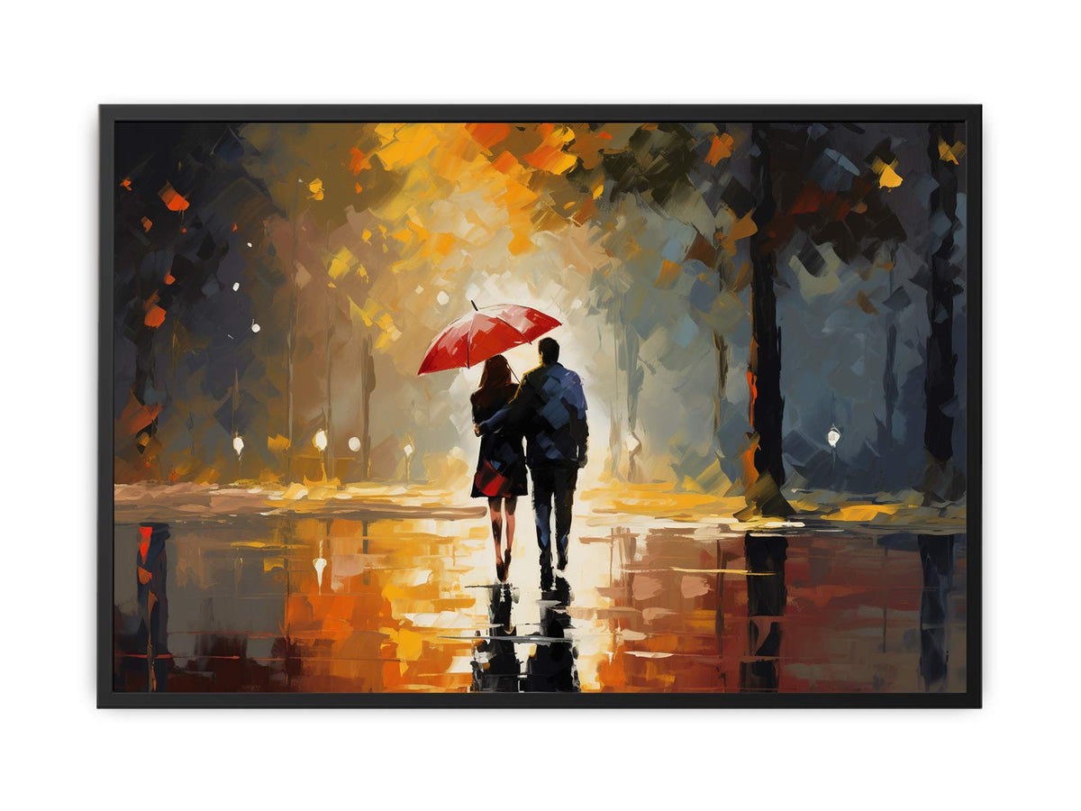 Couple Under Umbrella  Art  Canvas Print