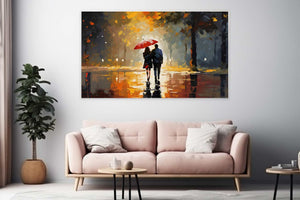 Couple Under Umbrella  Art Painting