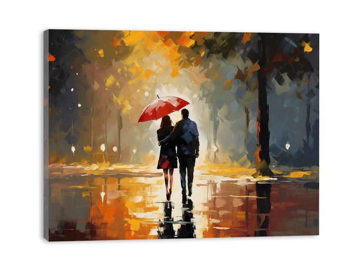 Couple Under Umbrella  Art Painting