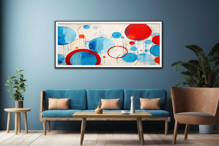 Blue Red Circle Abstract Painting
