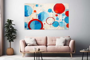 Blue Red Circle Abstract Painting