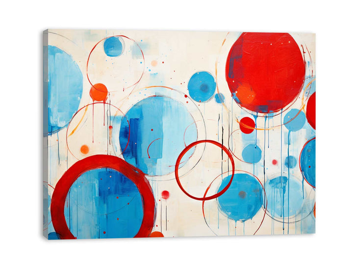 Blue Red Circle Abstract Painting
