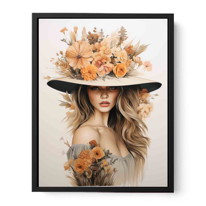 Girl Flower Cap   Canvas Print