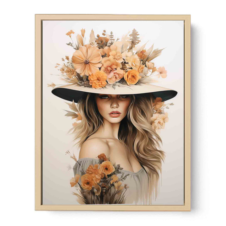 Girl Flower Cap   Streched canvas