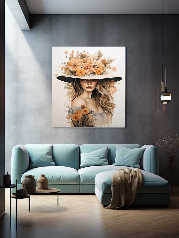 Girl Flower Cap  Painting