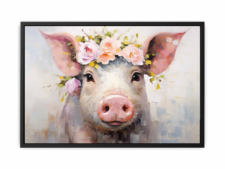 Pig Flower Modern Art Painting   Canvas Print