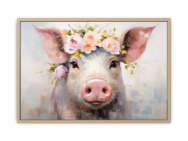 Pig Flower Modern Art Painting   Art Print