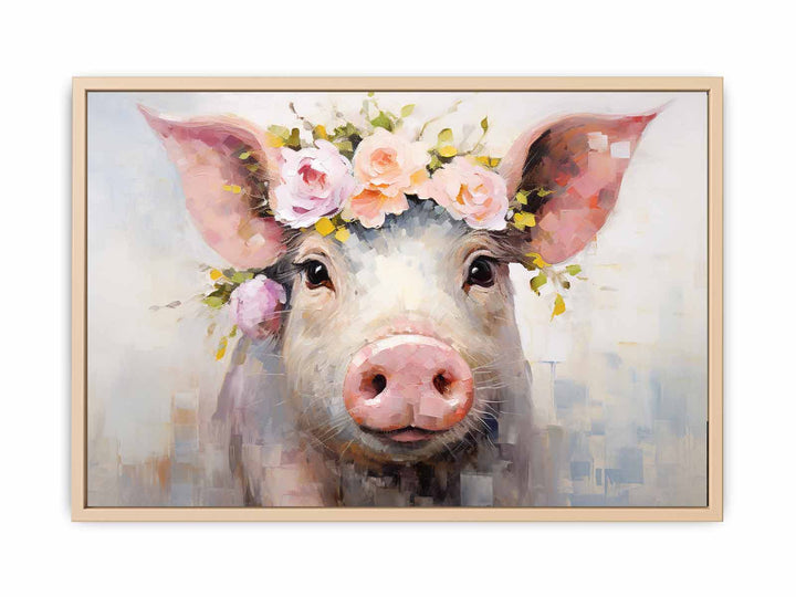 Pig Flower Modern Art Painting   Streched canvas