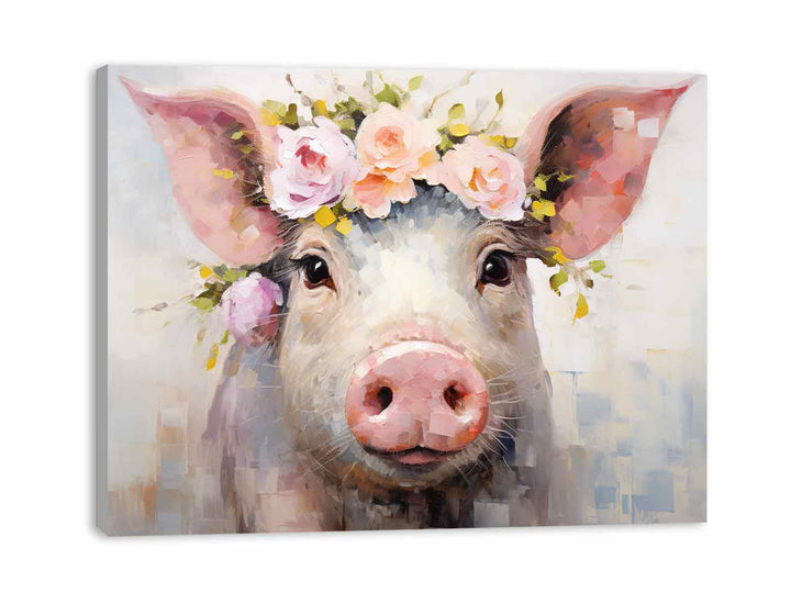 Pig Flower Modern Art Painting