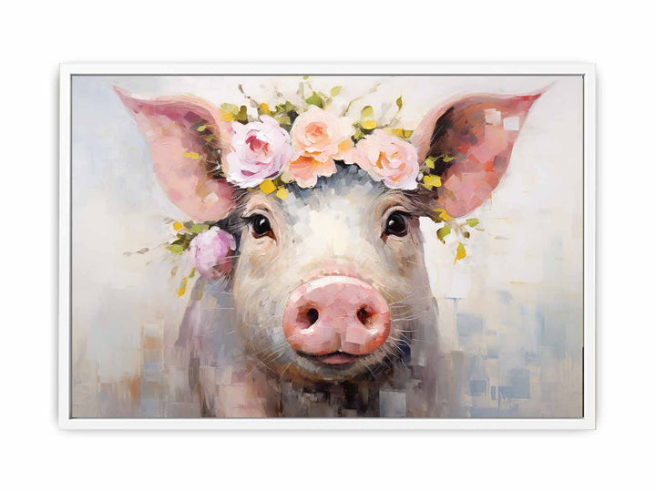 Pig Flower Modern Art Painting  Framed Print