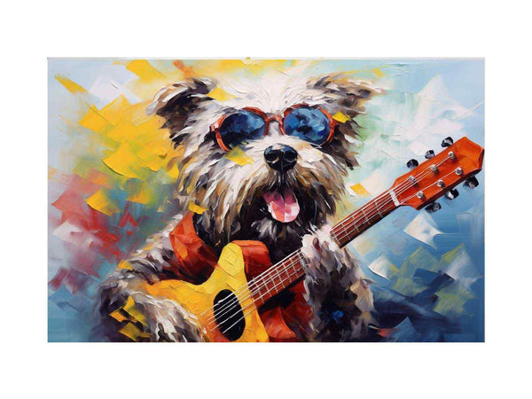 Dog Playing Guitar Modern Art