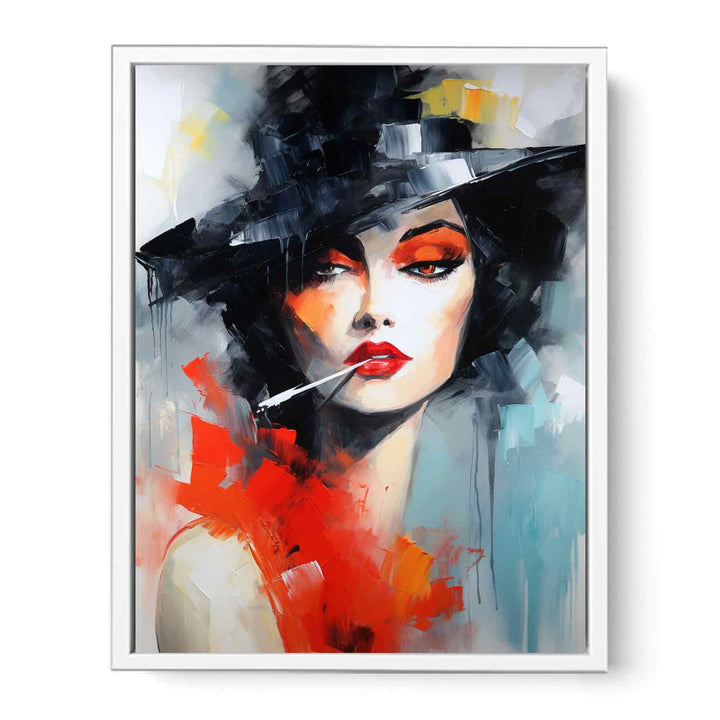 Girl Smoking Modern Art Painting  Canvas Print