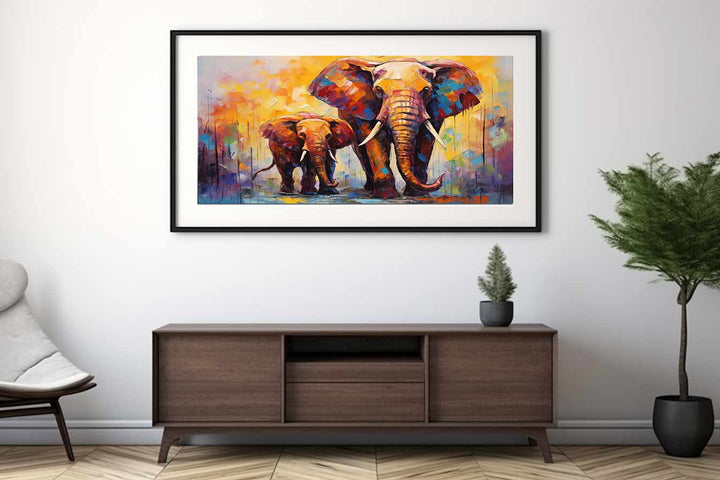Elephant and Baby Elephant Painting  