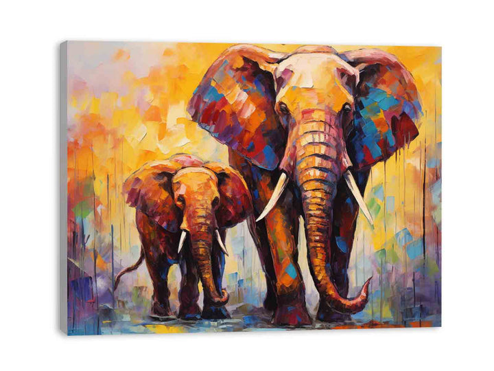 Elephant and Baby Elephant Painting  