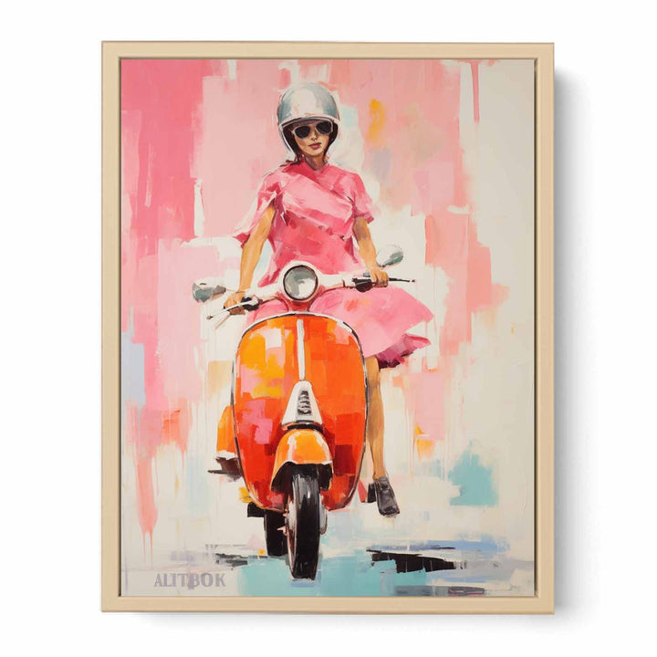 Modern Scooter Lady Art Painting   Streched canvas