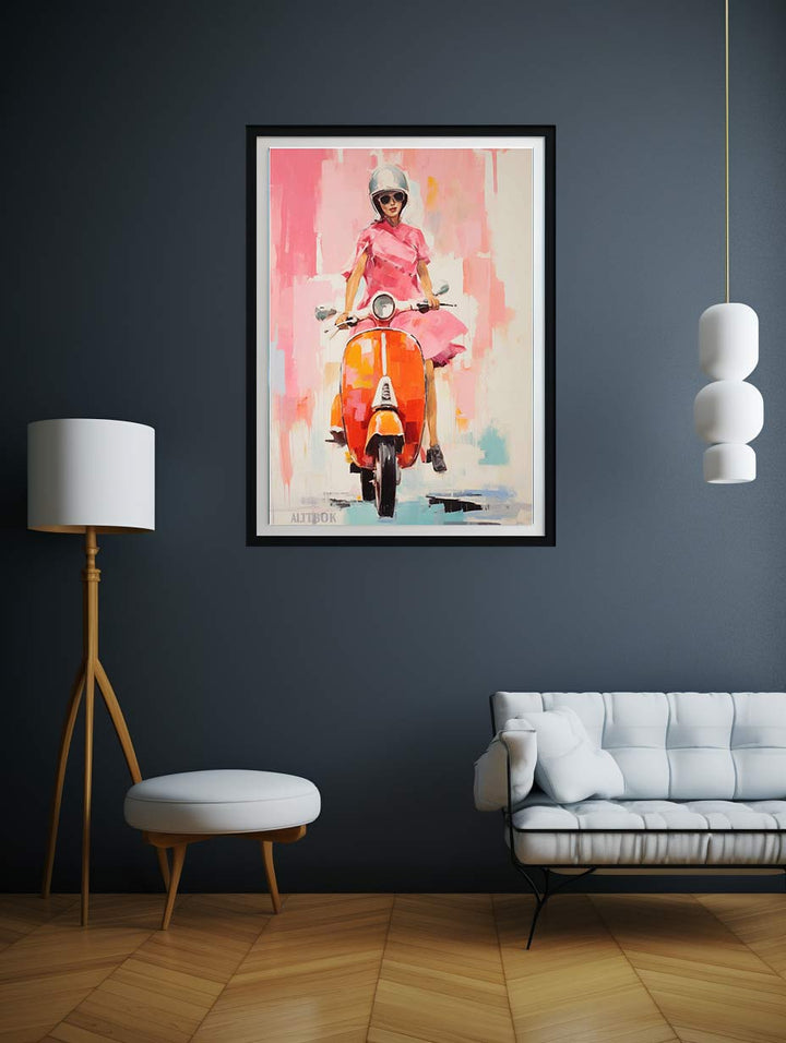 Modern Scooter Lady Art Painting