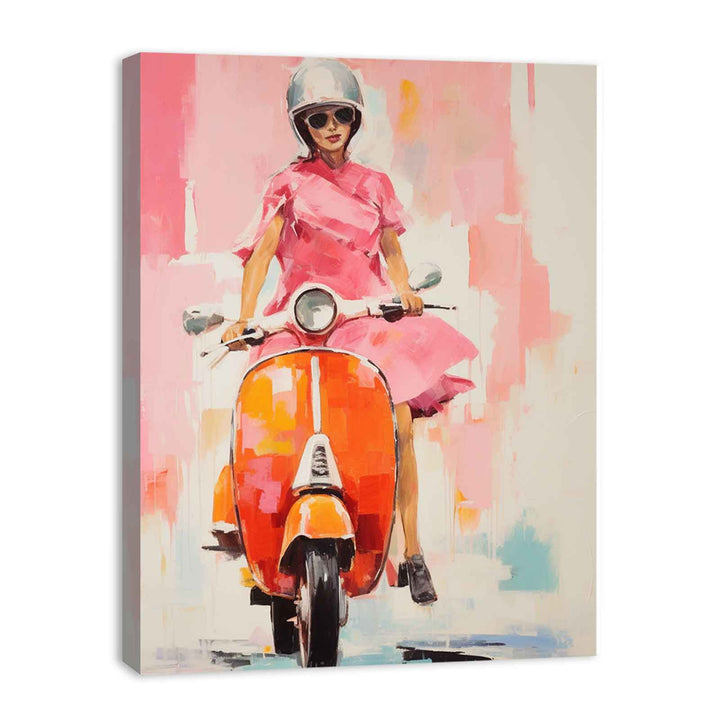 Modern Scooter Lady Art Painting  