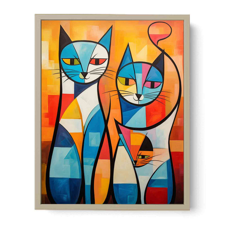 Cats Modern Art Painting  Framed Print
