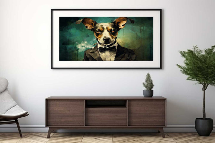 Dog Smoke Modern Art Painting  