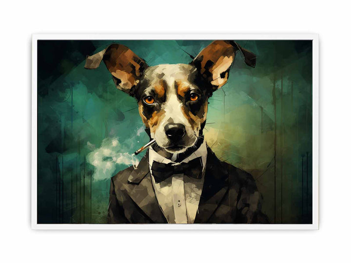Dog Smoke Modern Art Painting  Canvas Print