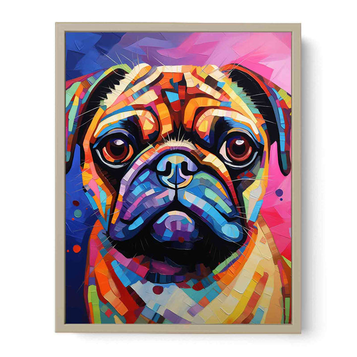 Pug Dog Modern Art Painting  Framed Print