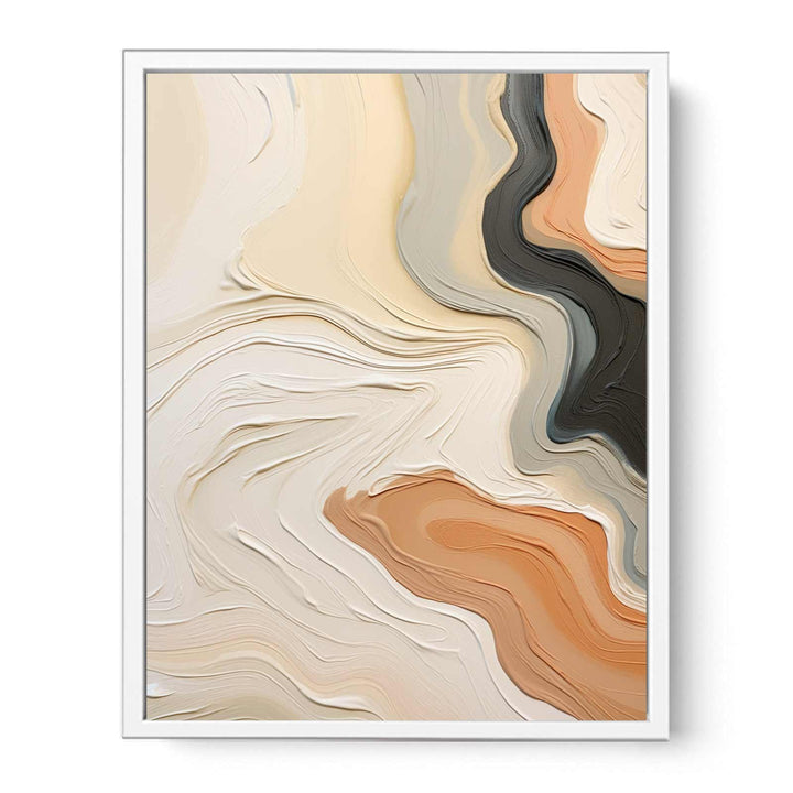 Abstract Brown Peach  Knife Art Painting Framed Print