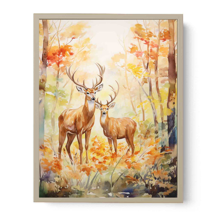 Two Deer Modern Art Painting   Art Print