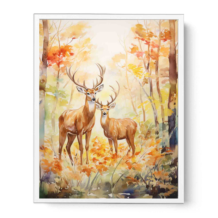 Two Deer Modern Art Painting  Framed Print