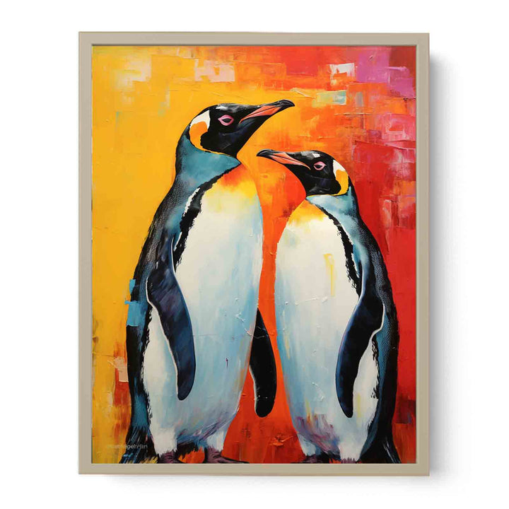 Two Penguin Modern Art Painting   Art Print