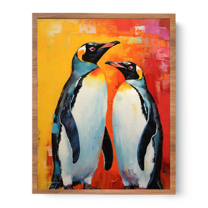 Two Penguin Modern Art Painting  Poster