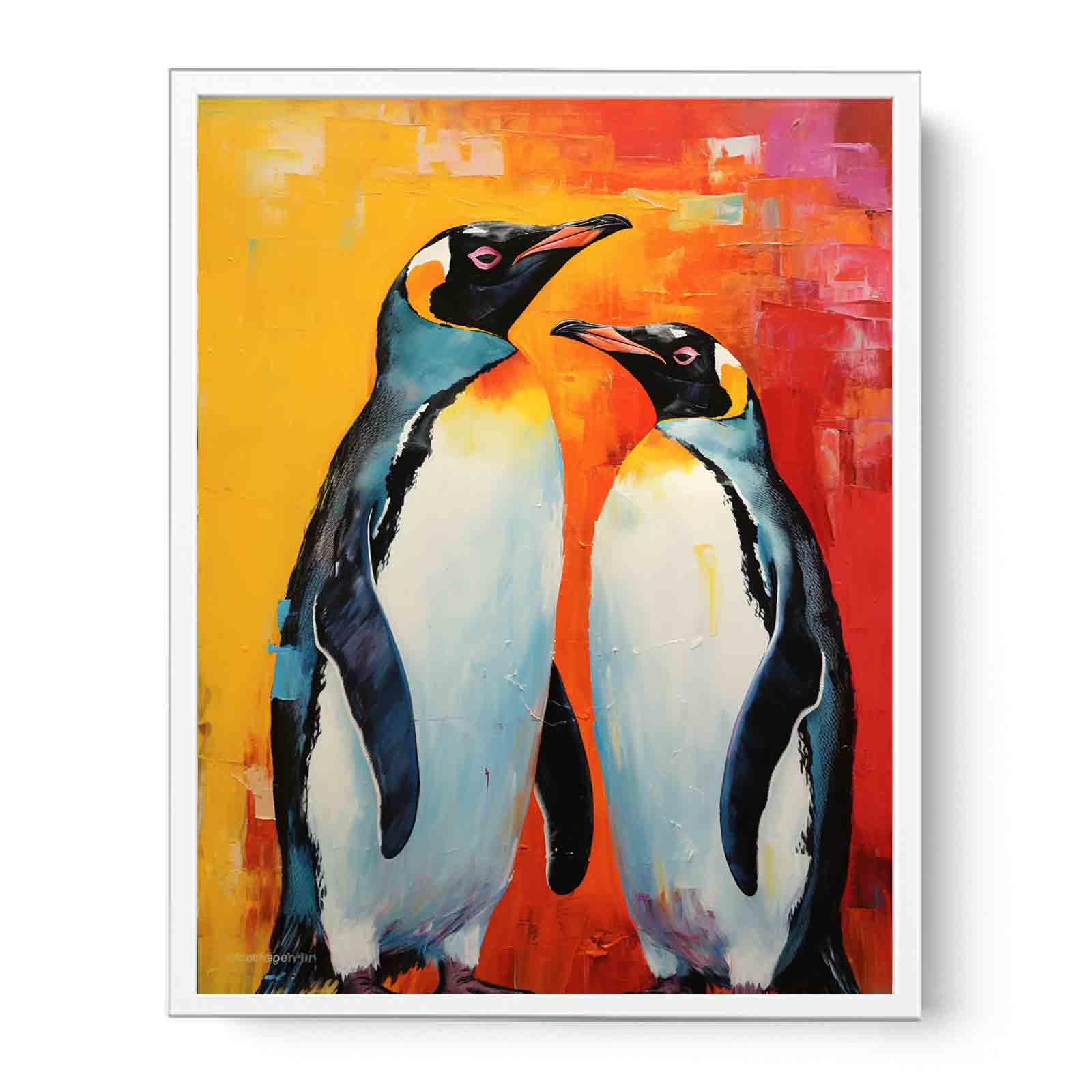 Two Penguin Modern Art Painting  Framed Print