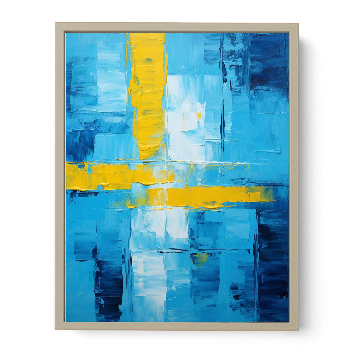 Abstract Blue Yellow Knife Art Painting  Art Print
