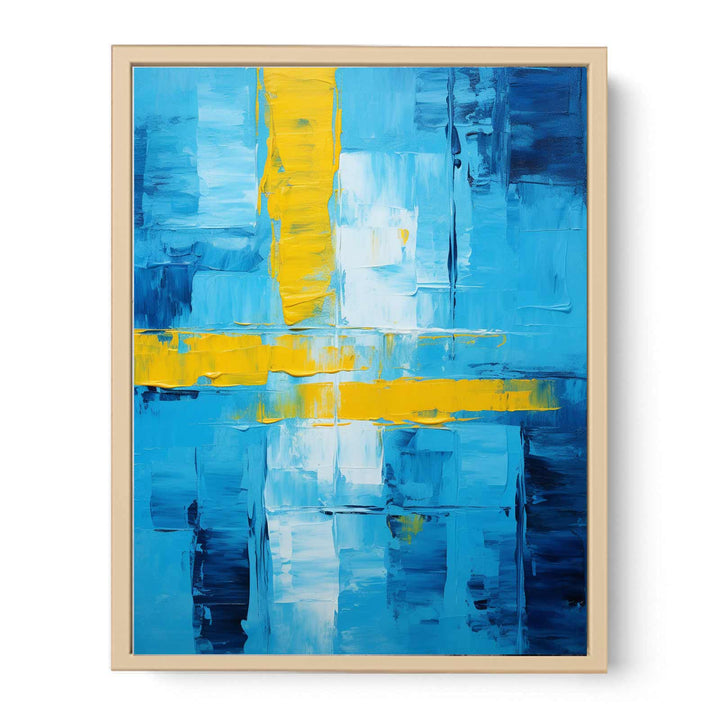 Abstract Blue Yellow Knife Art Painting  Streched canvas