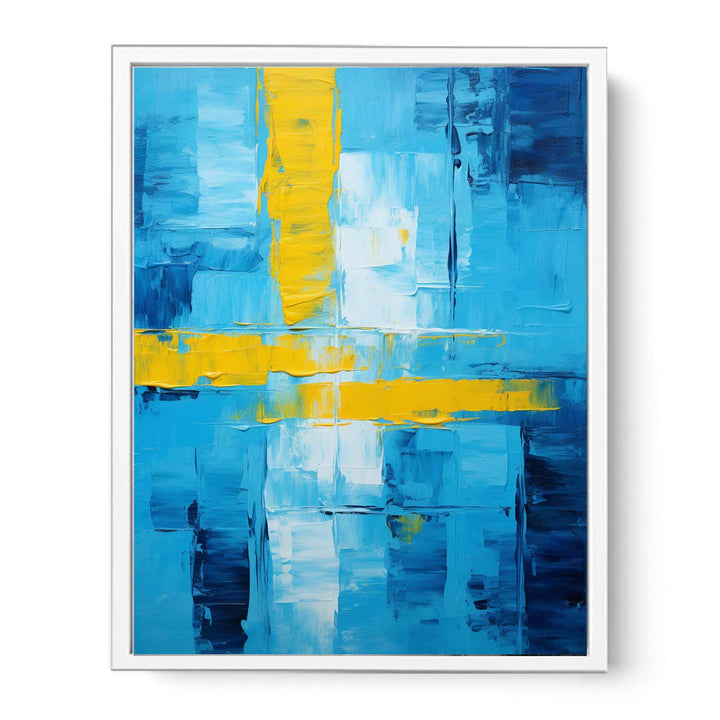 Abstract Blue Yellow Knife Art Painting Framed Print