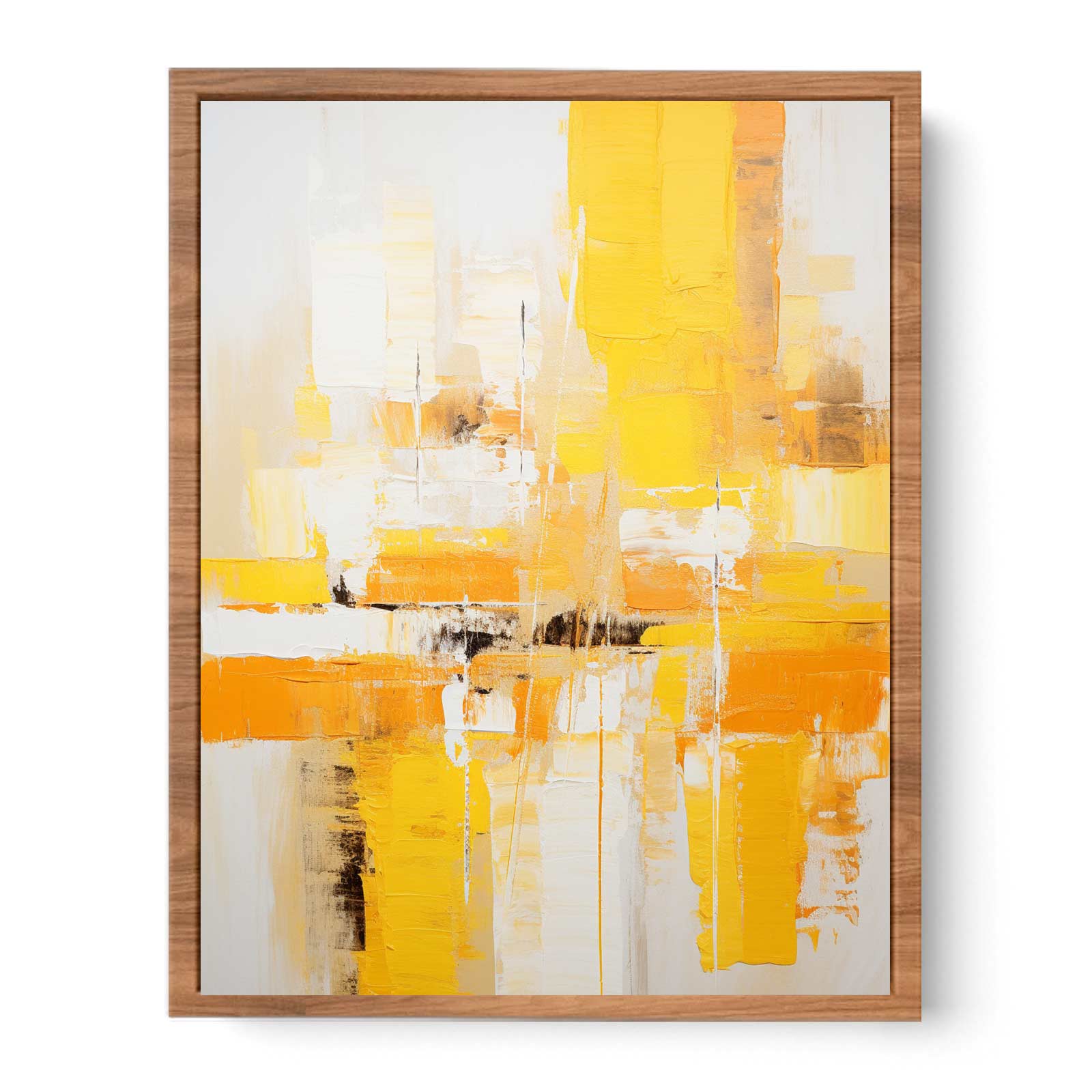 Abstract Yellow White Painting Poster