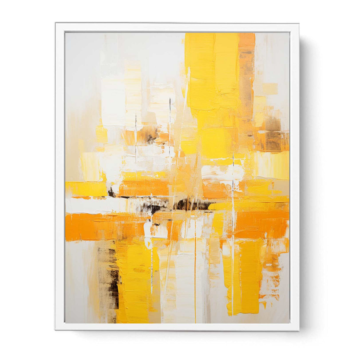 Abstract Yellow White Painting Framed Print