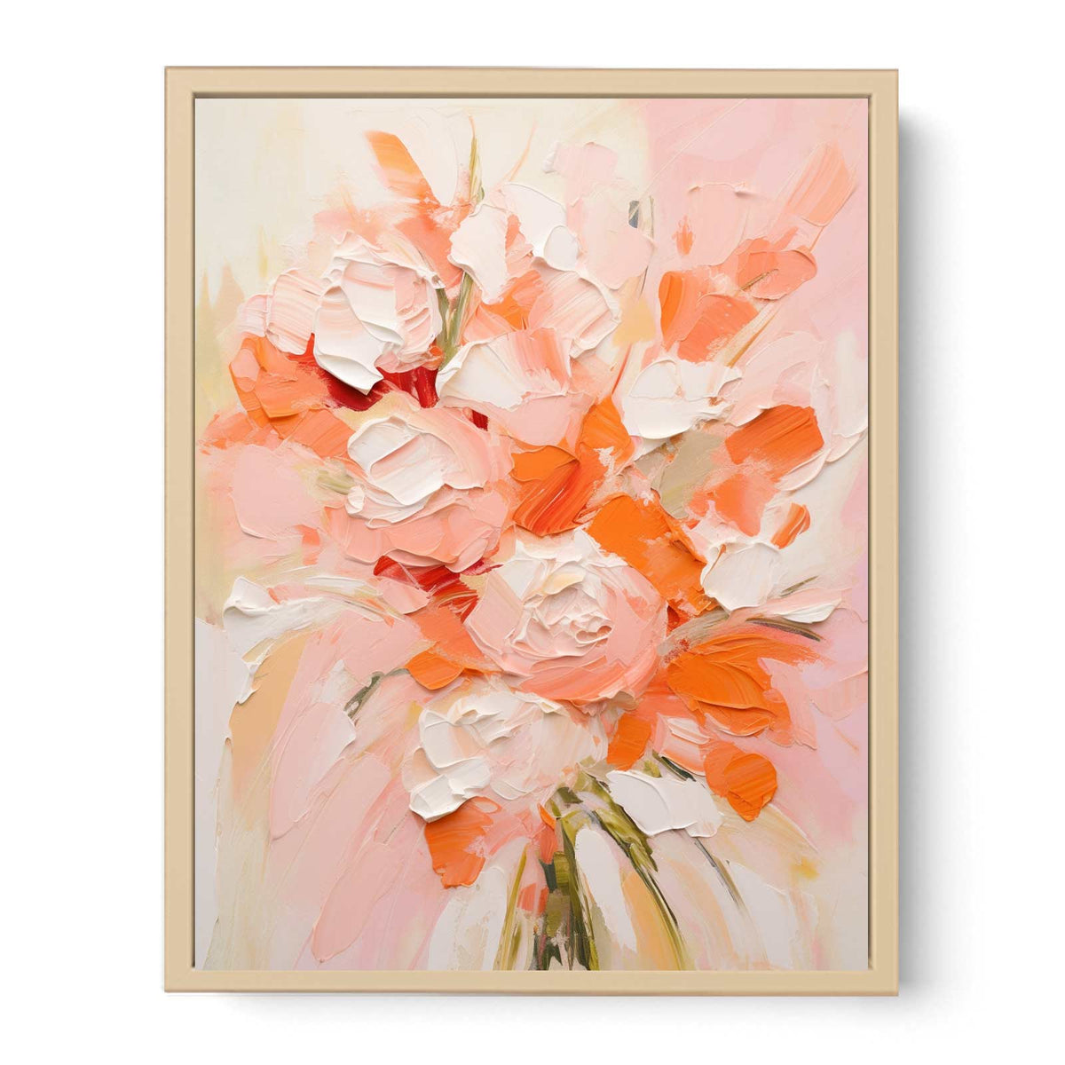 Peach Abstract  Roses  Painting  Streched canvas