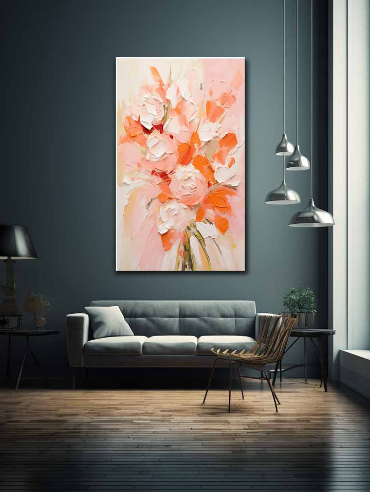 Peach Abstract  Roses  Painting