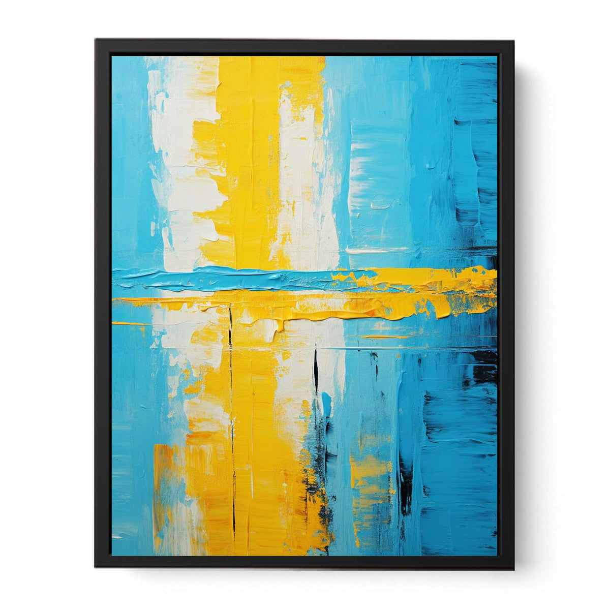 Abstract Knife Art Blue Yellow Painting  Canvas Print